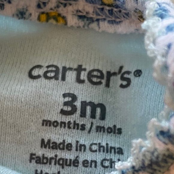 Carters 3 Months Baby Outfit 2 pc Set Pants Shirt Top Llama Floral Teal Blue - Picture 4 of 4
